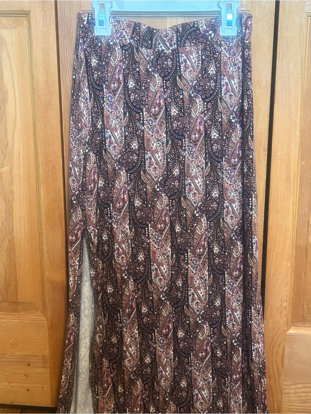 American Eagle Outfitters Brown Paisley Maxi Skirt with Side Slit